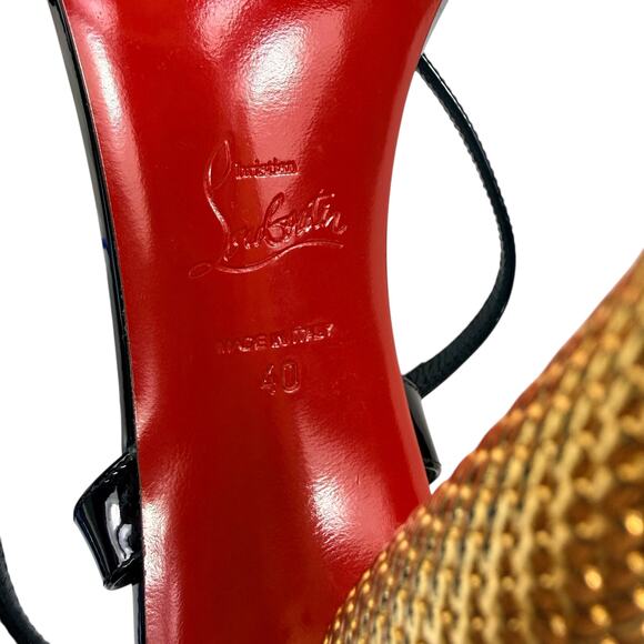 Christian Louboutin Lipqueen Patent Leather Sandals Black SIze 40 - Picture 9 of 10